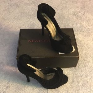 Black Dorsay Suede stilettos
